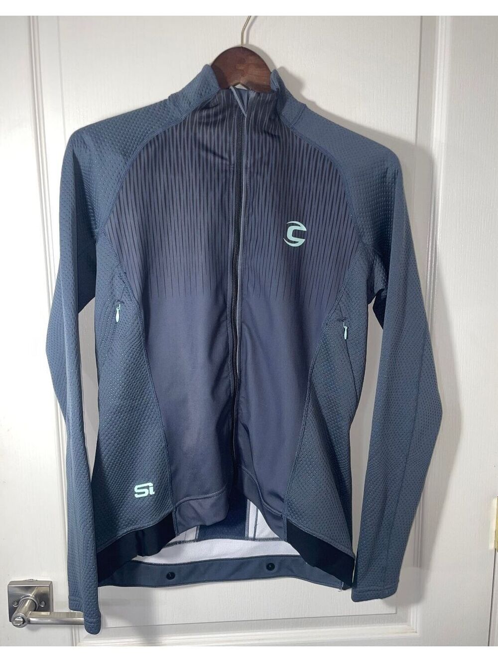NWOT Cannondale Large Unisex full zip cycling jacket lining pockets blue